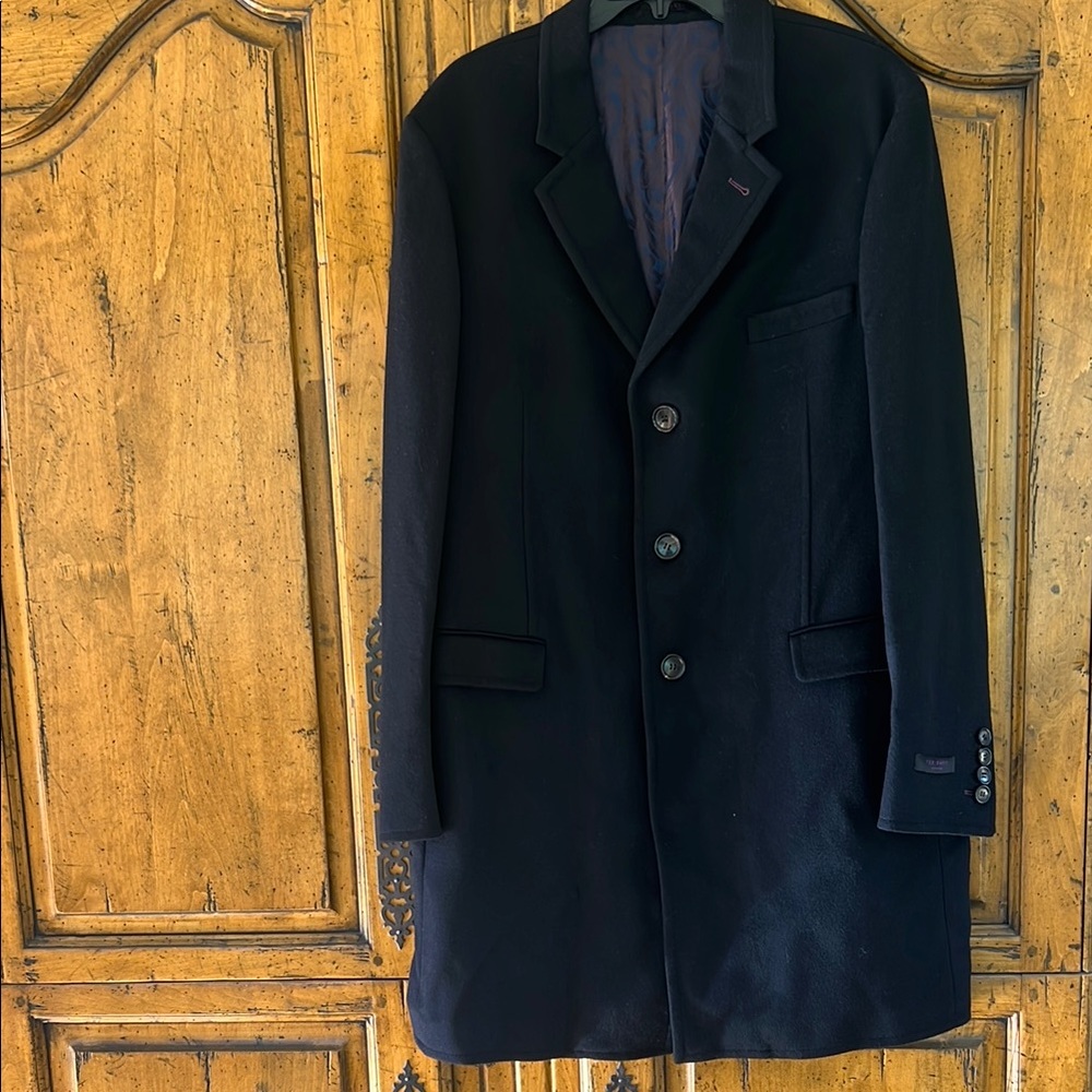 Men's Ted Baker NAVY Wool Overcoat